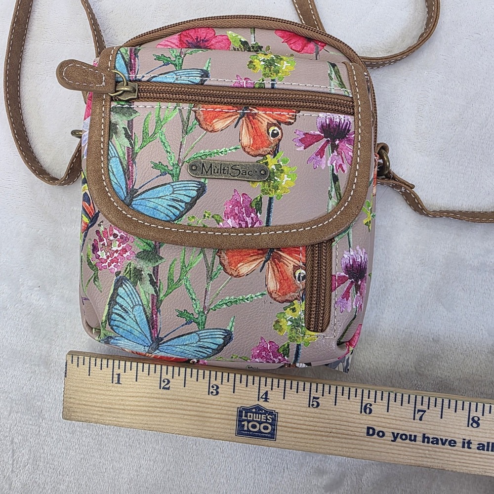 NEW MultiSac Crossbody Purse Spring Floral Butterfly Tan Everest Mini Crossbody - Picture 4 of 9